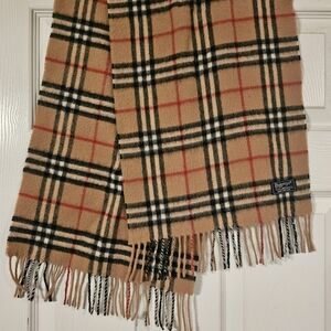 Burberry Tan and Black Checkered Scarf